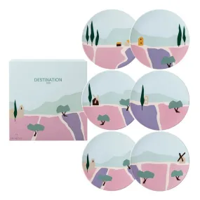 Acheter le Coffret de 6 assiettes à dessert Destination Sud, Degrenne Paris