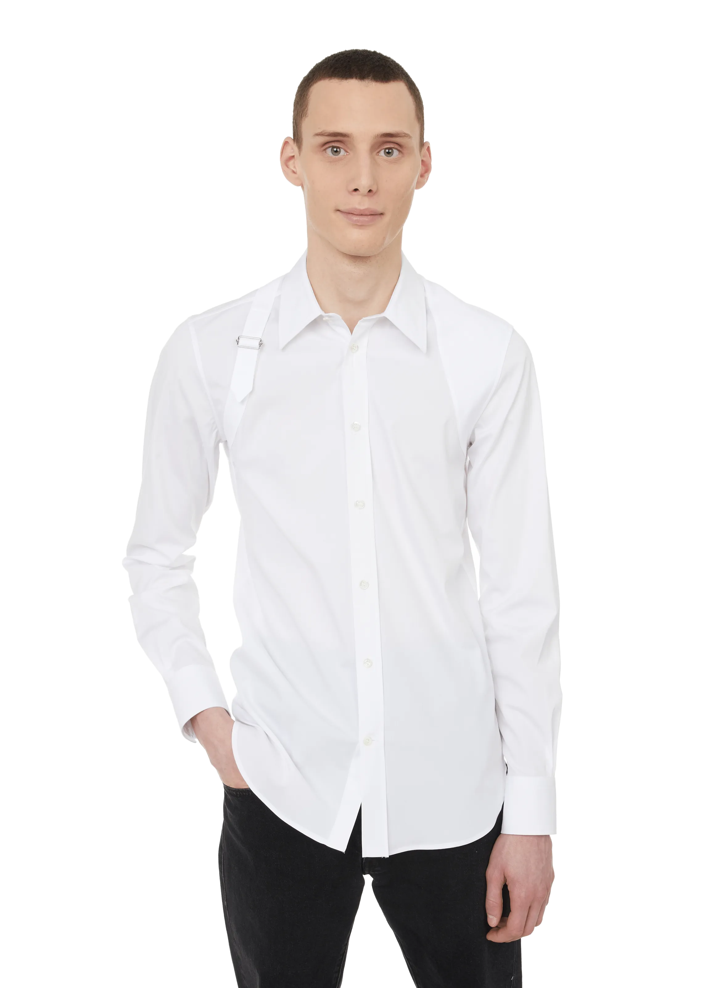 ALEXANDER MCQUEEN  Chemise à harnais en popeline de coton - Blanc