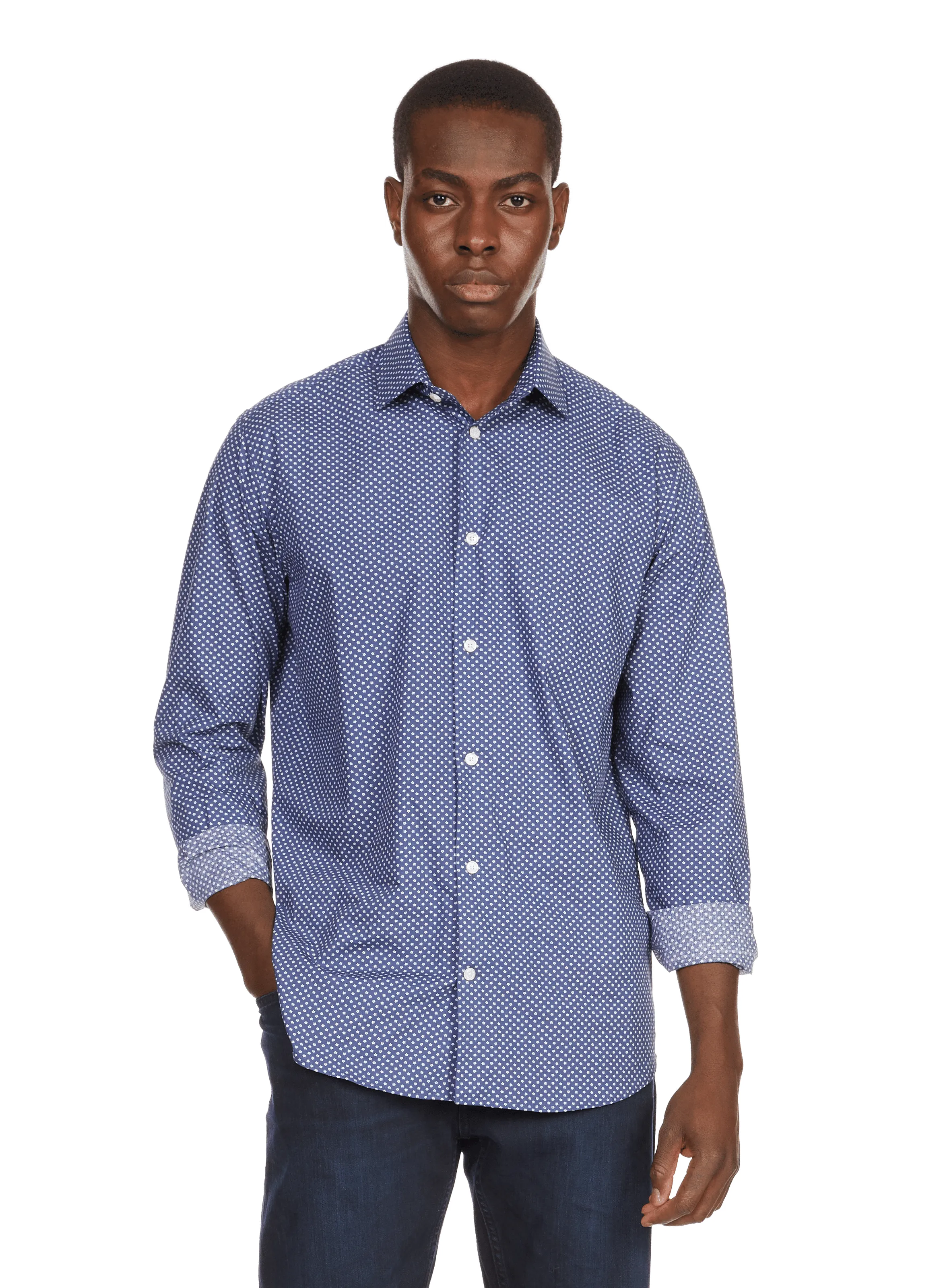 AU PRINTEMPS PARIS  Chemise imprimée  - Bleu