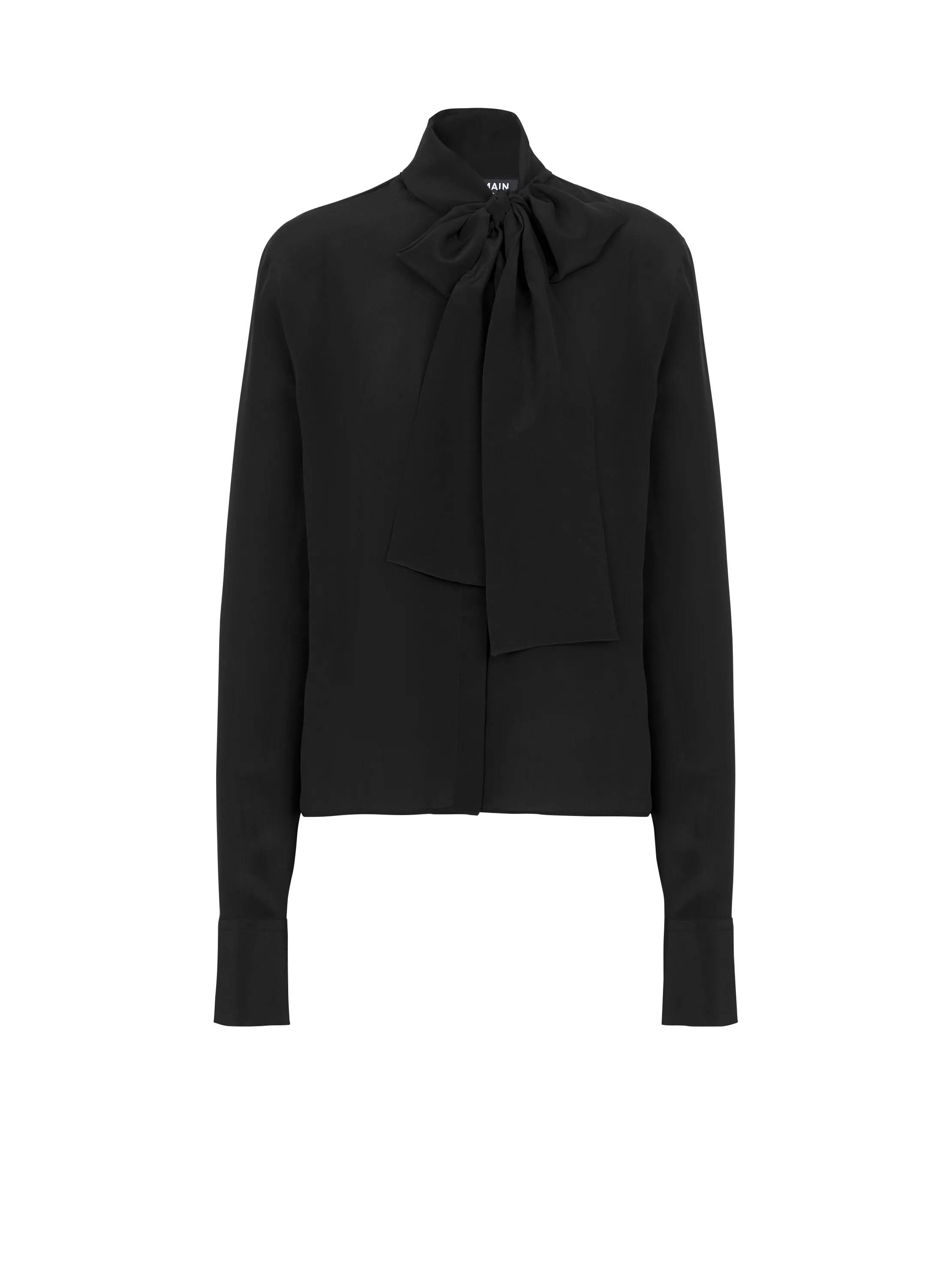 BALMAIN  Chemise en crêpe à col noué - Noir