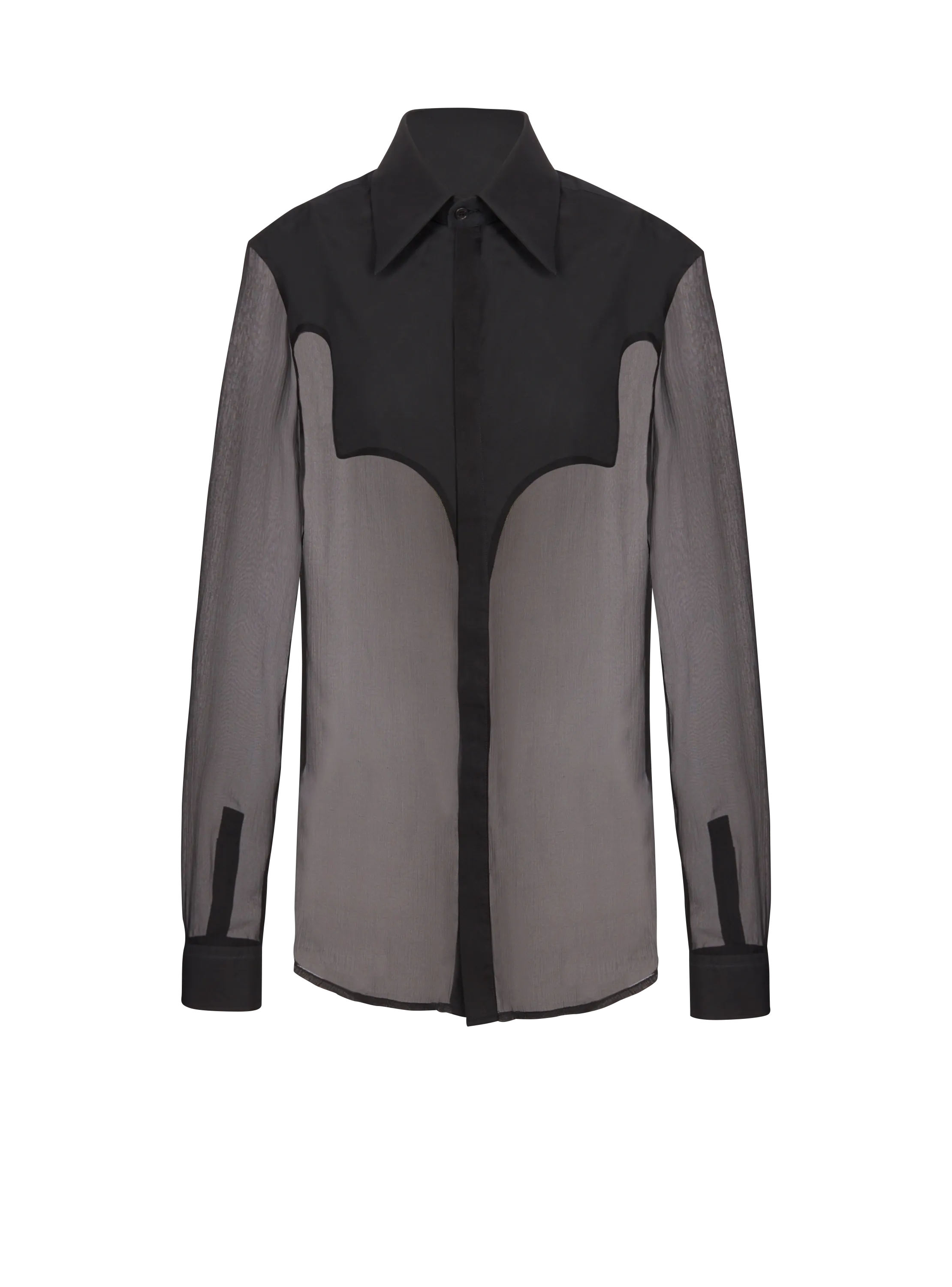 BALMAIN  Chemise western en soie - Noir
