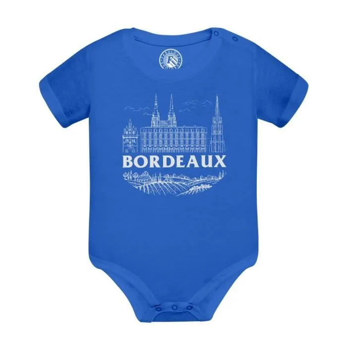 Body Bébé Manche Courte Bleu Bordeaux Minimalist Ville France Vin Voyage