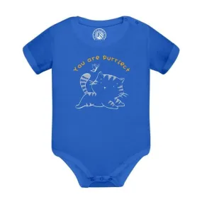 Body Bébé Manche Courte Bleu You are Purrfect Chat Illustration Chaton