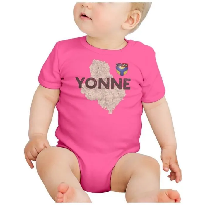 Body Bébé Manche Courte Rose Yonne 89 Departement Auxerre Carte Ancienne Bourgogne