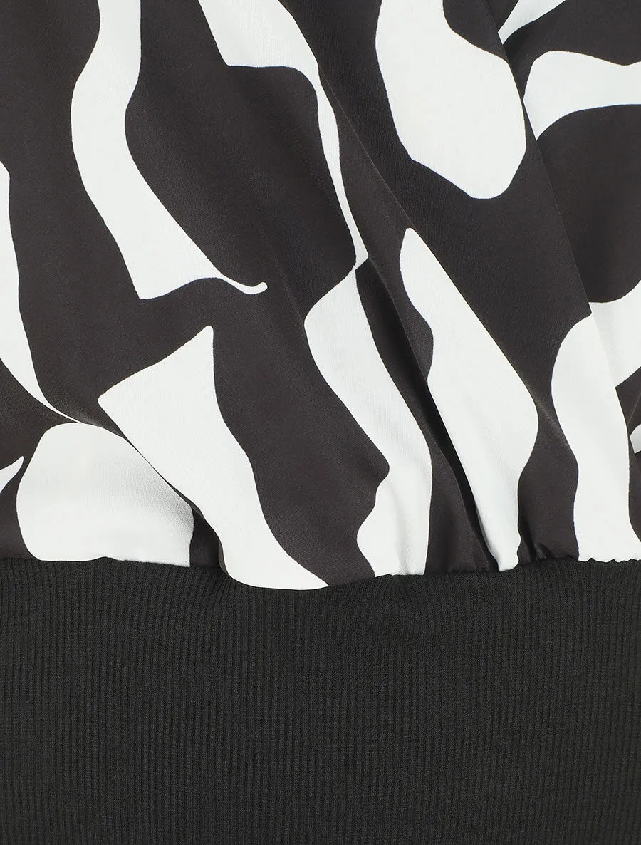 Body manches courtes imprimé graphique - Noir