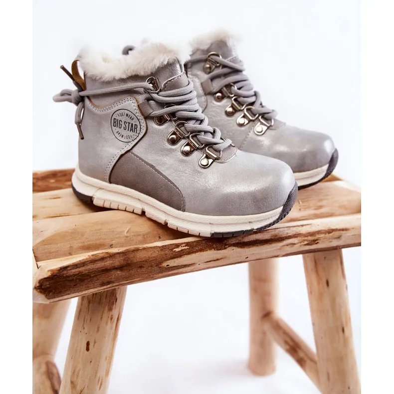 Bottes isolées pour enfants avec une fermeture éclair Big Star KK374178 Argent