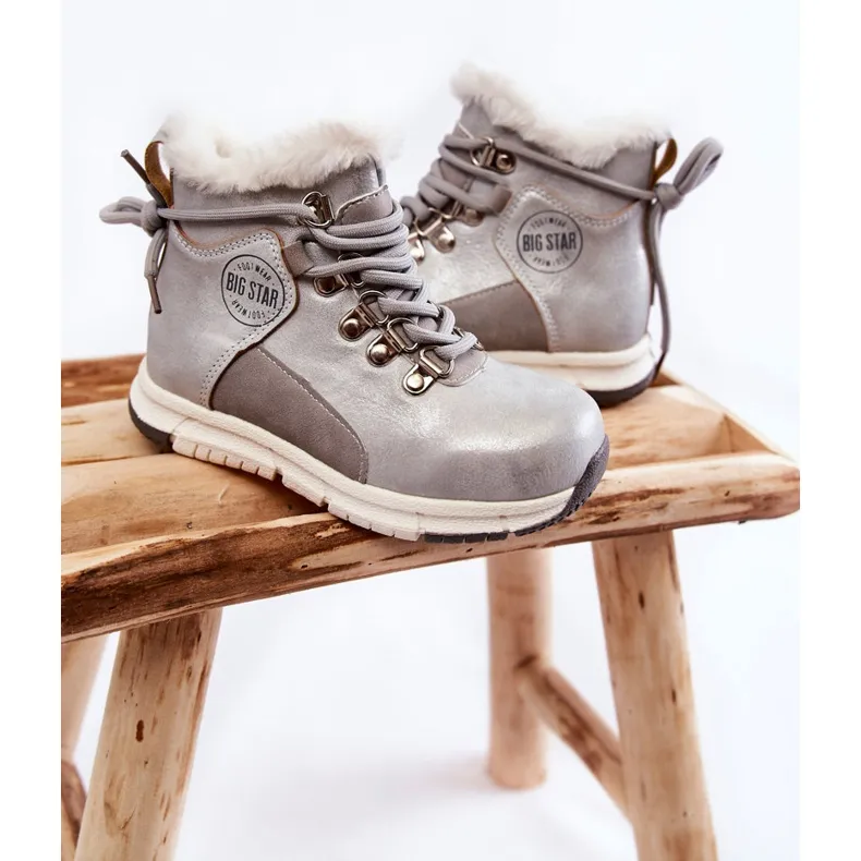 Bottes isolées pour enfants avec une fermeture éclair Big Star KK374178 Argent