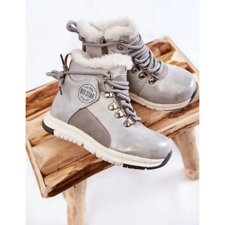 Bottes isolées pour enfants avec une fermeture éclair Big Star KK374178 Argent