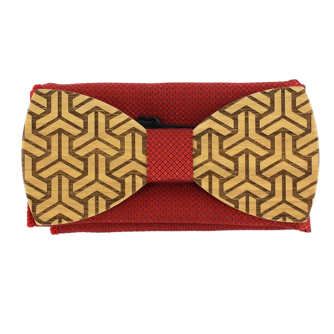 Coffret Angles, Noeud papillon en bois et pochette Bordeaux, Tony et Paul