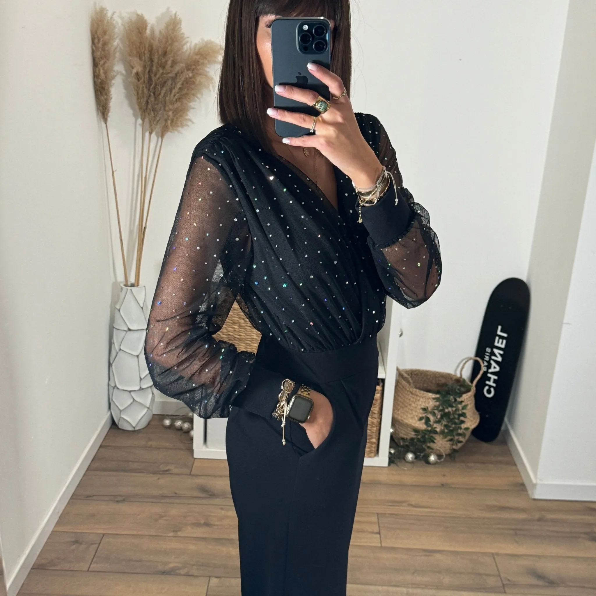 COMBINAISON NOIRE PAILLETTES ELOISE