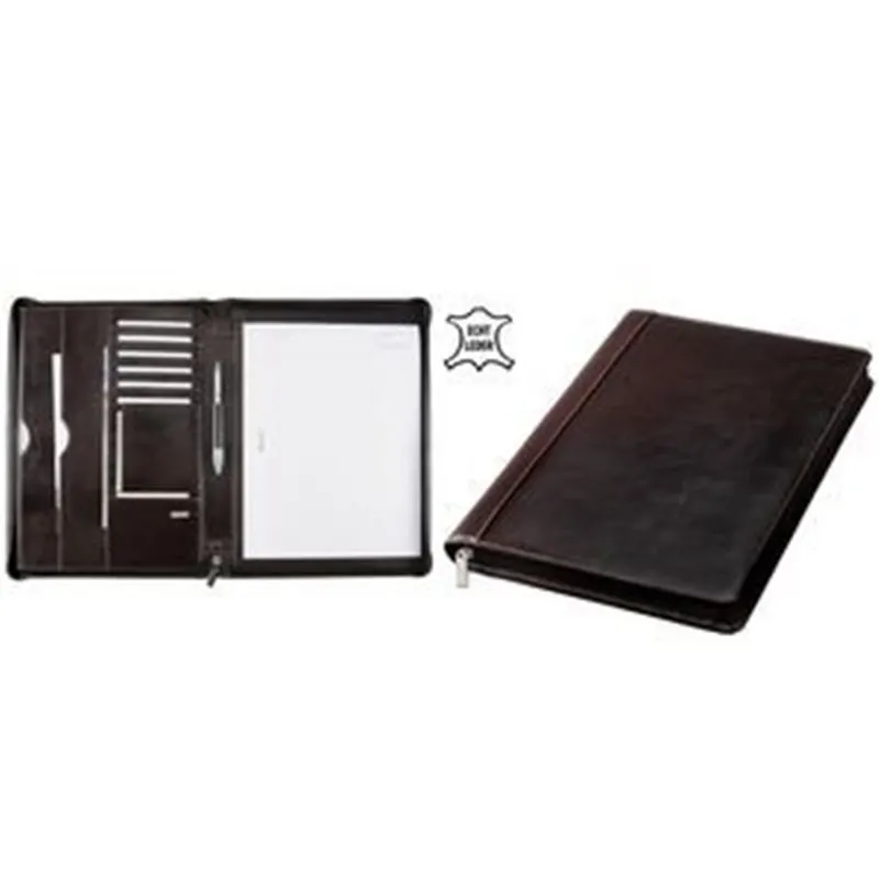 Conférencier Monaco A4 Alassio - Cuir Véritable Marron avec Zip