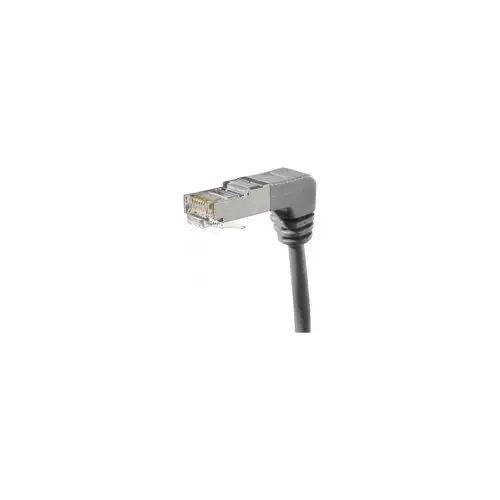 Cordon RJ45 categorie 6A S/FTP coude bas gris - 2 m