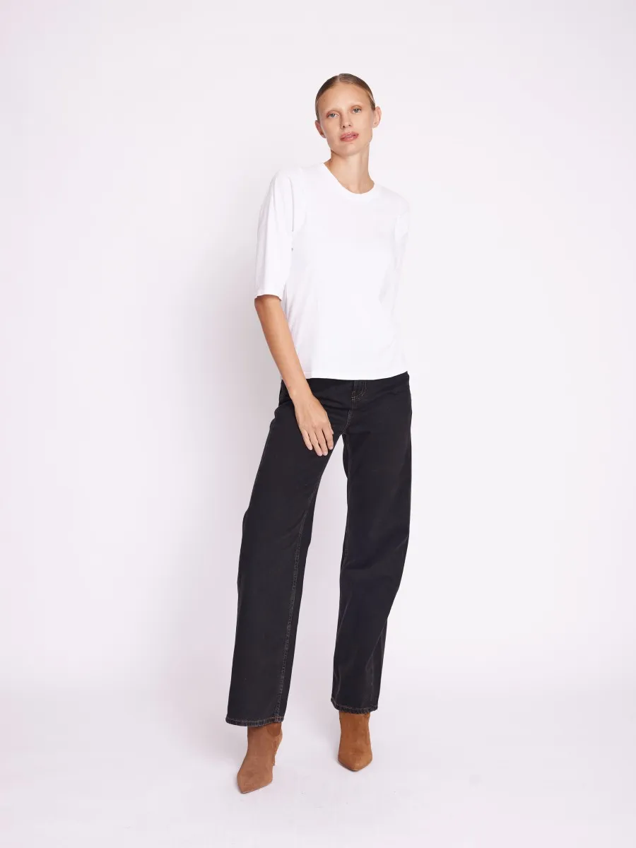 ELEA | T-shirt blanc manches courtes bouffantes