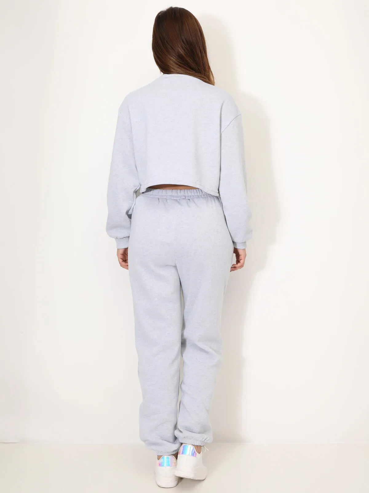 Ensemble sweat imprimé et jogging- Gris