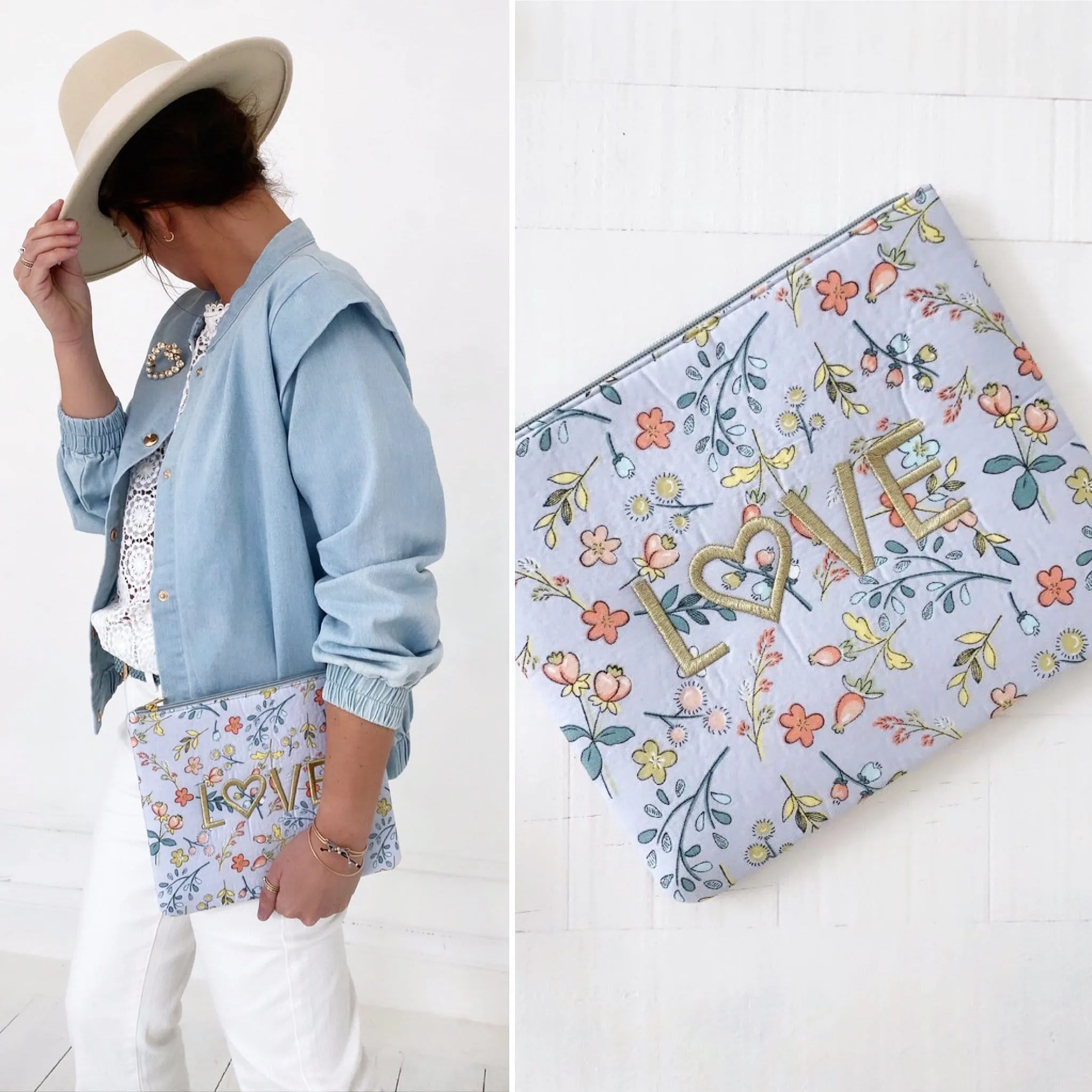 Grande pochette liberty bleue “LOVE”