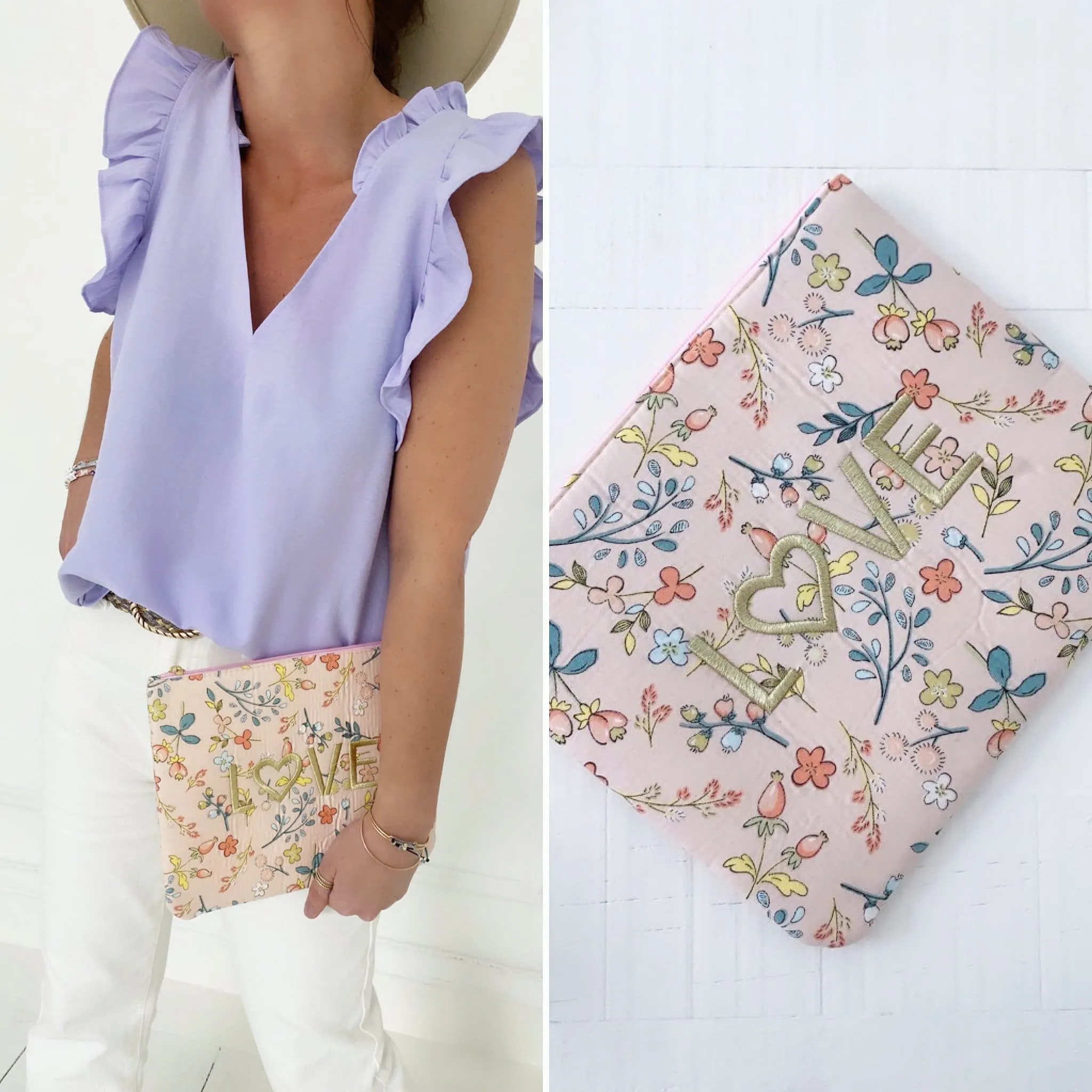 Grande pochette liberty rose “LOVE”