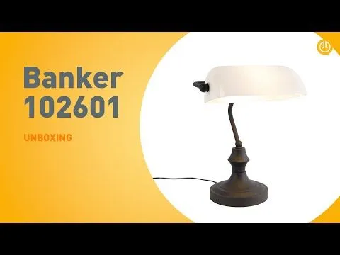 Lampe de notaire classique noire avec verre opale - Banker