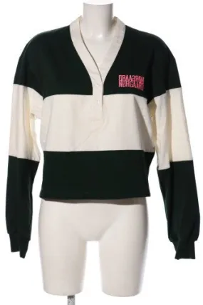 Mads nørgaard Sweatshirt kaki-blanc cassé lettrage brodé style décontracté