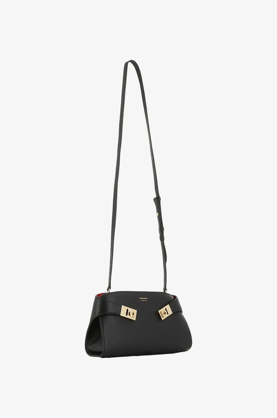 Mini sac porté croisé en cuir lisse bicolore Hug