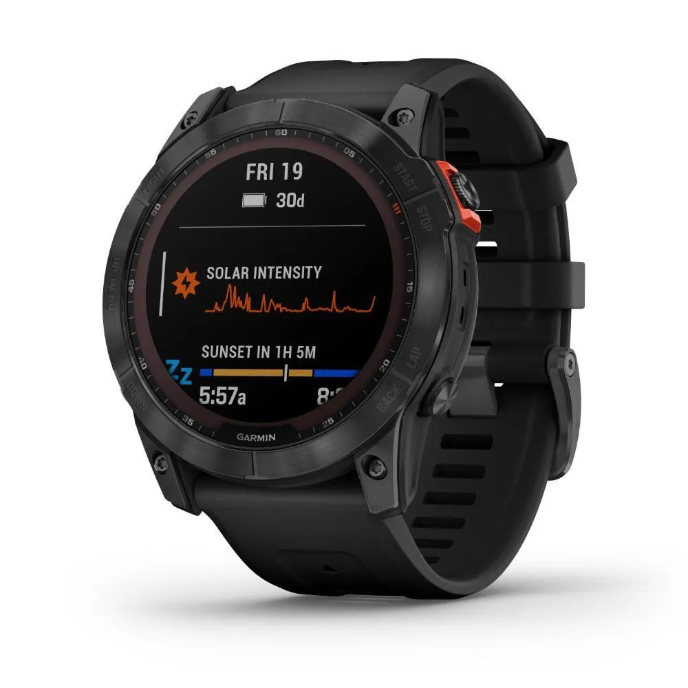 Montres de sport GARMIN | Garmin fenix 7X Solar Gray avec Bracelet silicone noir | 010-02541-01