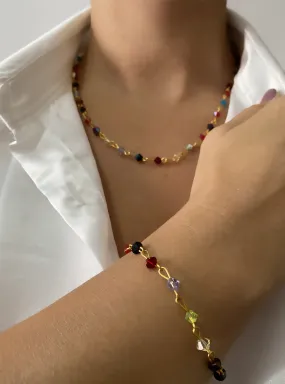 Multicolor Necklace Bracelet Set Multicolor