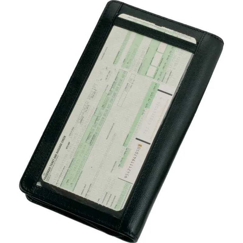 Organiseur de voyage à protection contre le vol d'information sans contact - cuir nappa noir