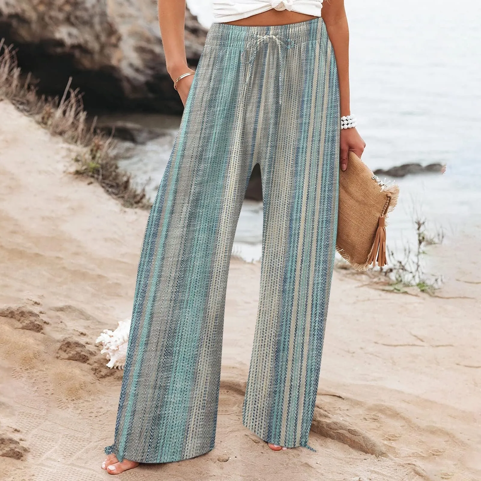 Pantalon Coton Rayé Hippie