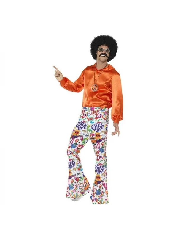 Pantalon pattes d'éléphant fleuris homme