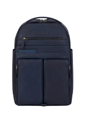 Piquadro Paavo Sac À Dos Pour Ordinateur Portable 15,6", En Cuir Bleu - Achetez À Prix Outlet!