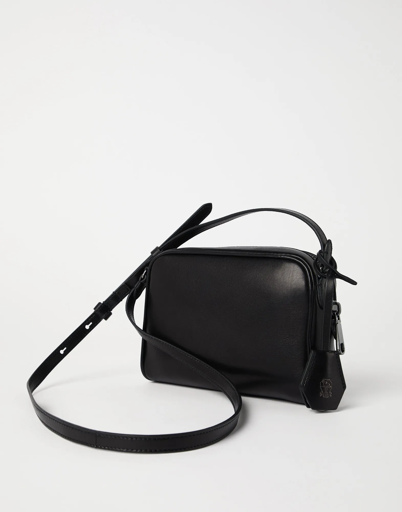 Pochette Boston en nappa effet mouillé