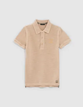 Polo orangé flammé maxi print dos garçon