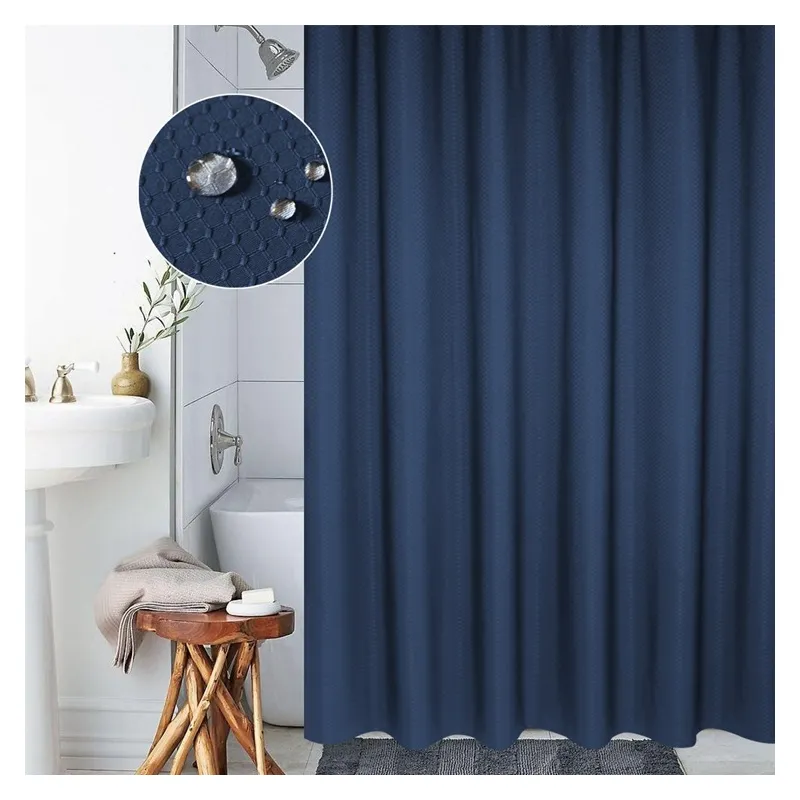 Rideau Douche Étanche Polyester Salle Bain Bleu 200x200 cm
