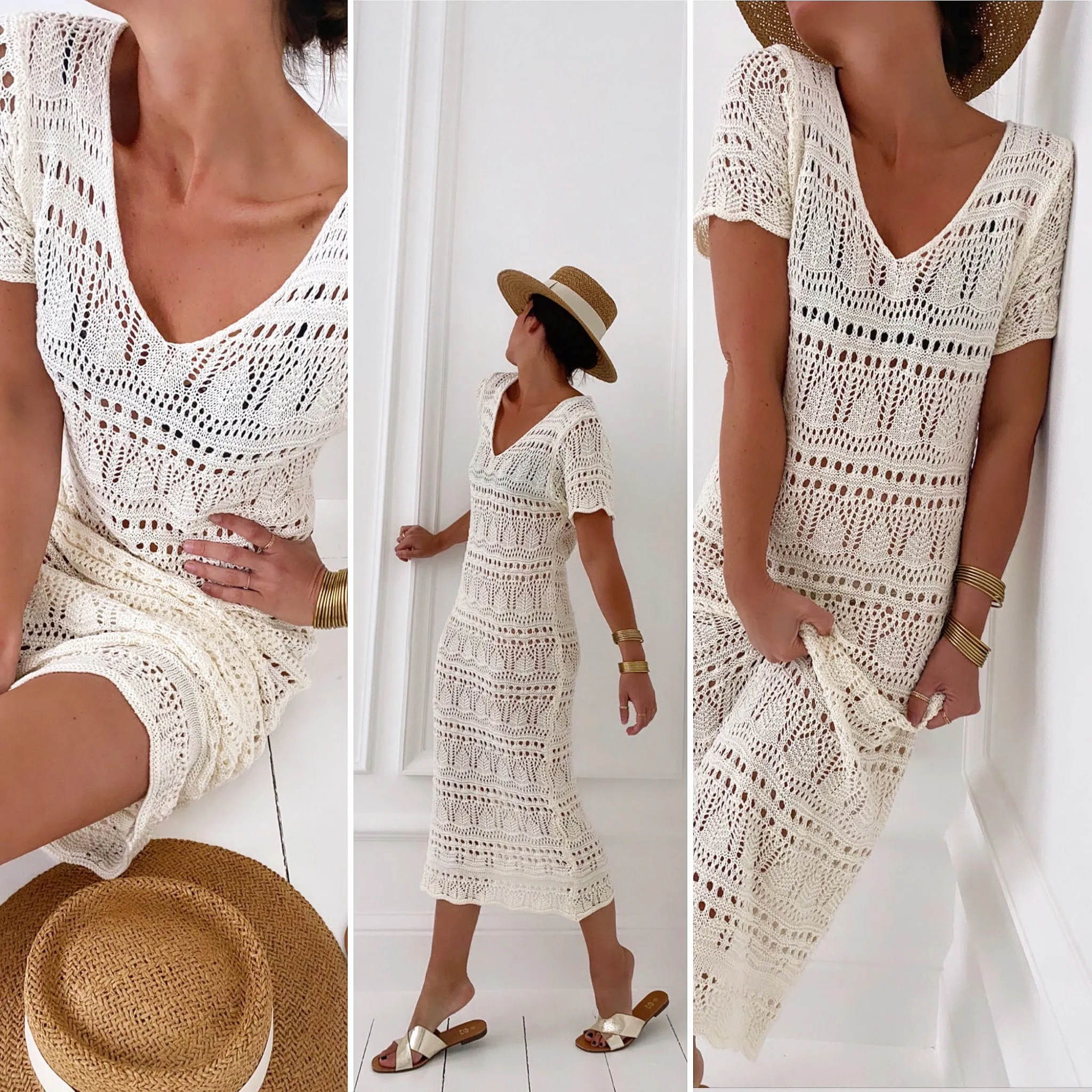 Robe beige crochet