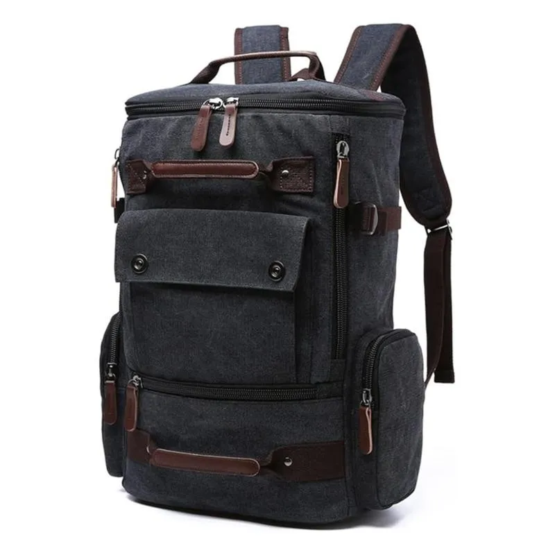 Sac à dos vintage en toile noire - Élégance et praticité - SC2672