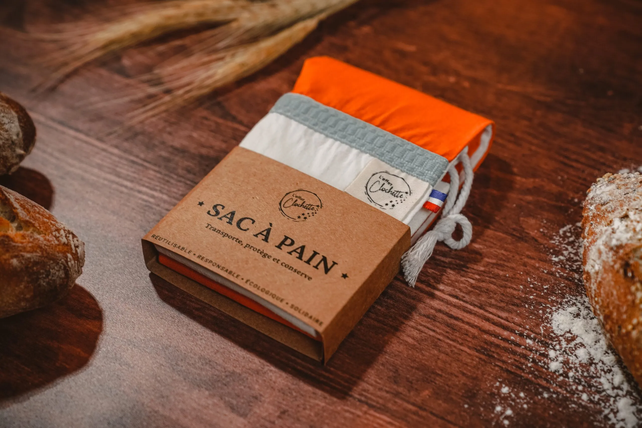 Sac à pain coton 100% recyclés bicolore - L’Effet Clochette - Marques de France