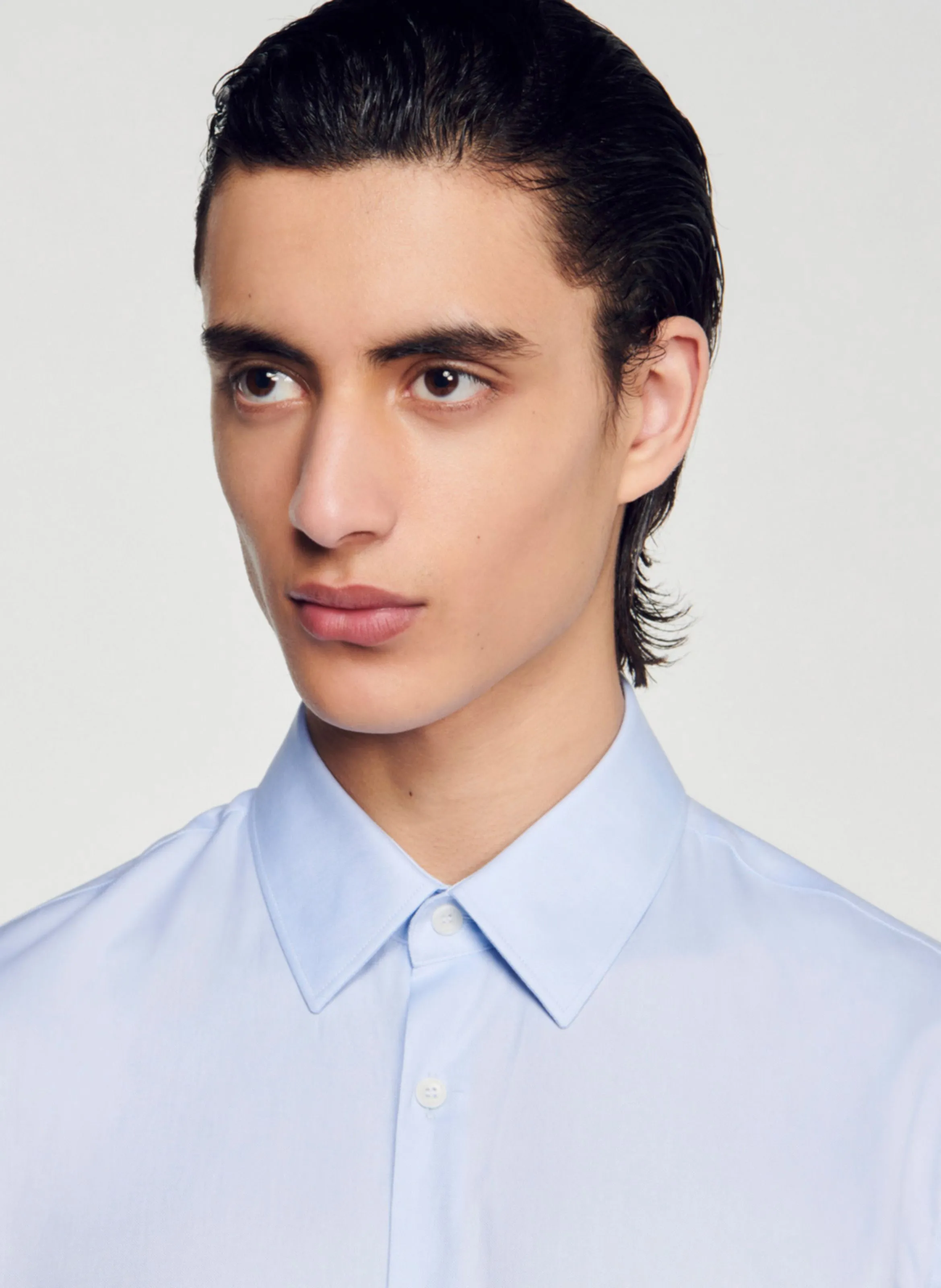 SANDRO  Chemise à col classique en coton - Bleu