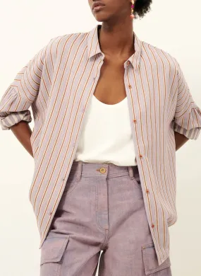 SESSUN  Chemise ample col classique rayée botan - Violet