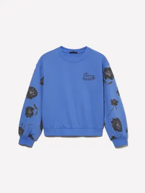 Sweat court lilas à imprimé floral et broderie