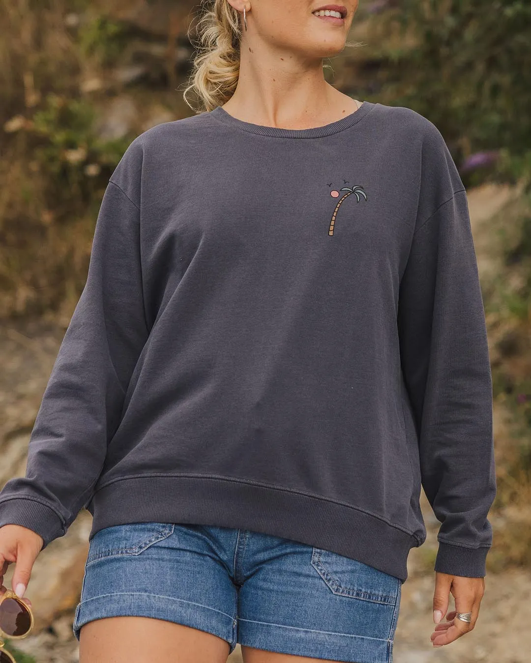 Sweatshirt en coton recyclé Sundaze - Charcoal