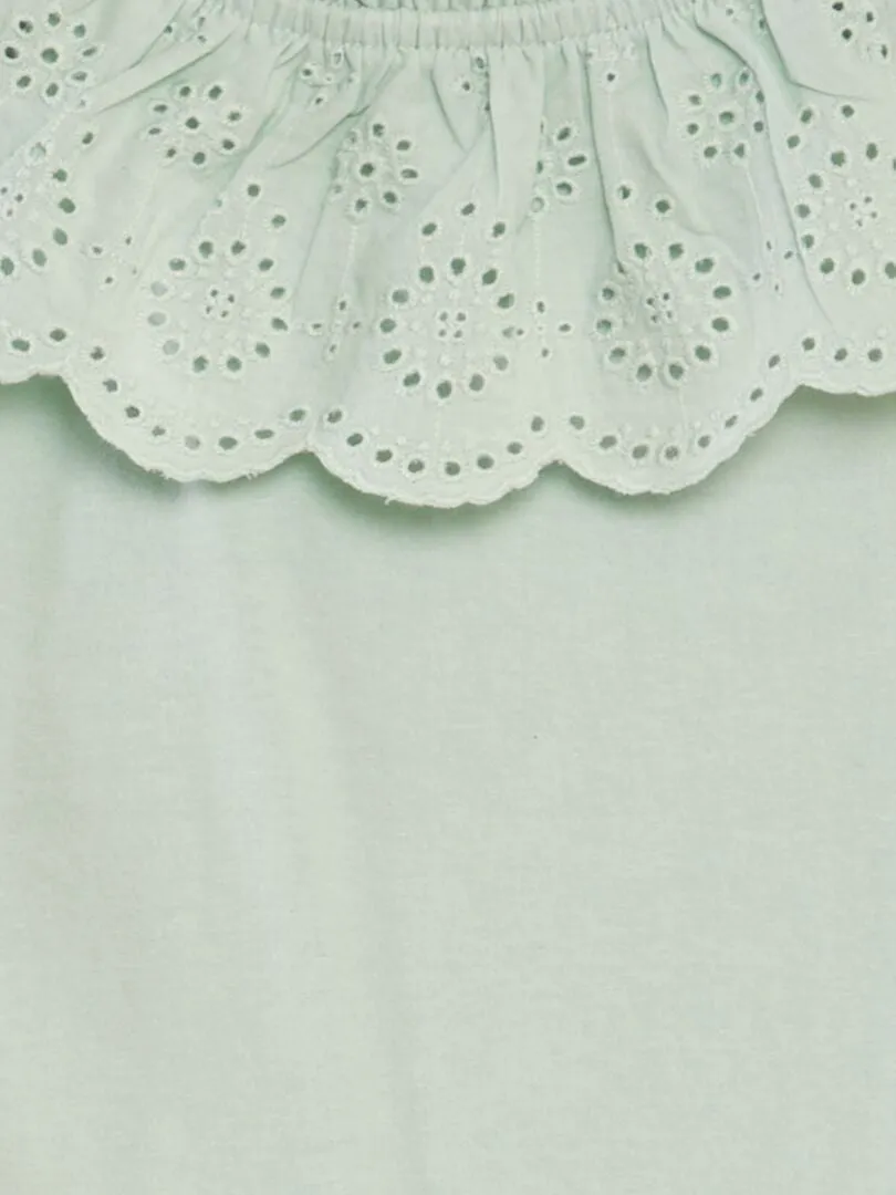 T-shirt sans manches avec col brodé - Vert